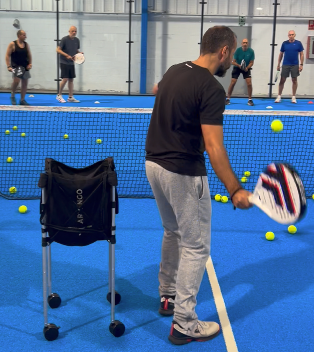 Intensive Padel Play Methodology, top Padel trainer in action, Mataro Indoor, Barcelona, Spain, Europe
